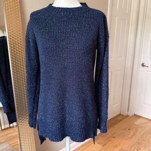 Copper Key Sweater Womens Blue Sparkle Long Sleeve‎ Knit Casual Size S